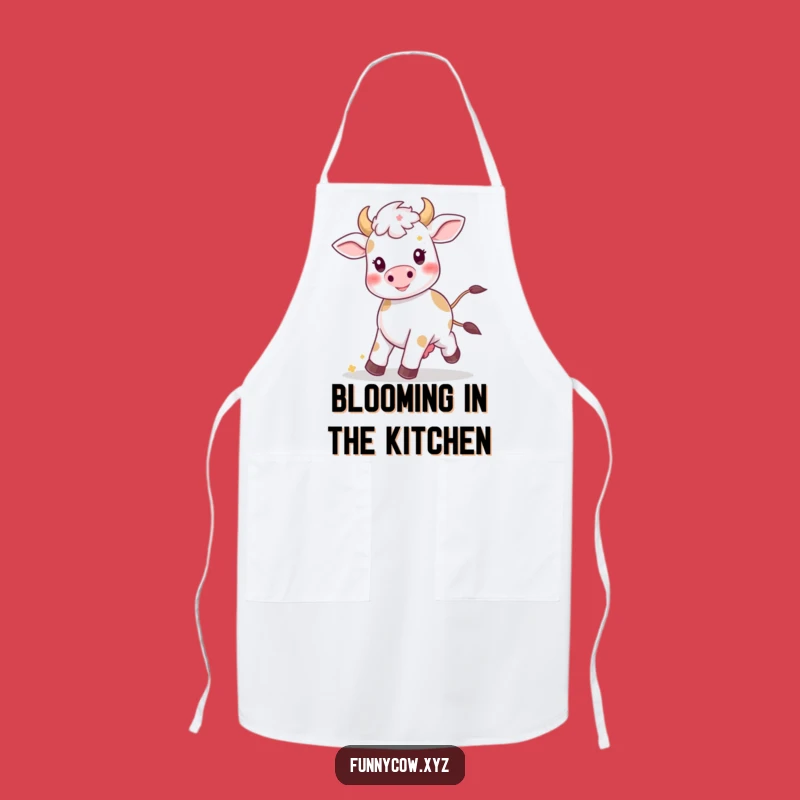 Funny Kawaii Cow Prancing Apron: Chef's Delight, Adorable Funny Gift
