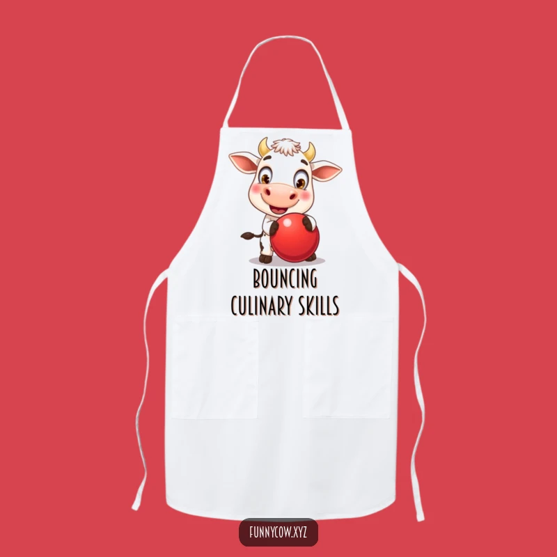 Funny Cow Bouncing Ball Apron - Cook with Cheer and Humor!