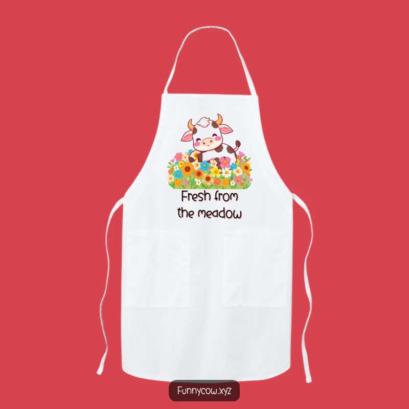Funny Cow Flower Roll Apron - Hilarious Kitchen Wear for Garden & Cook