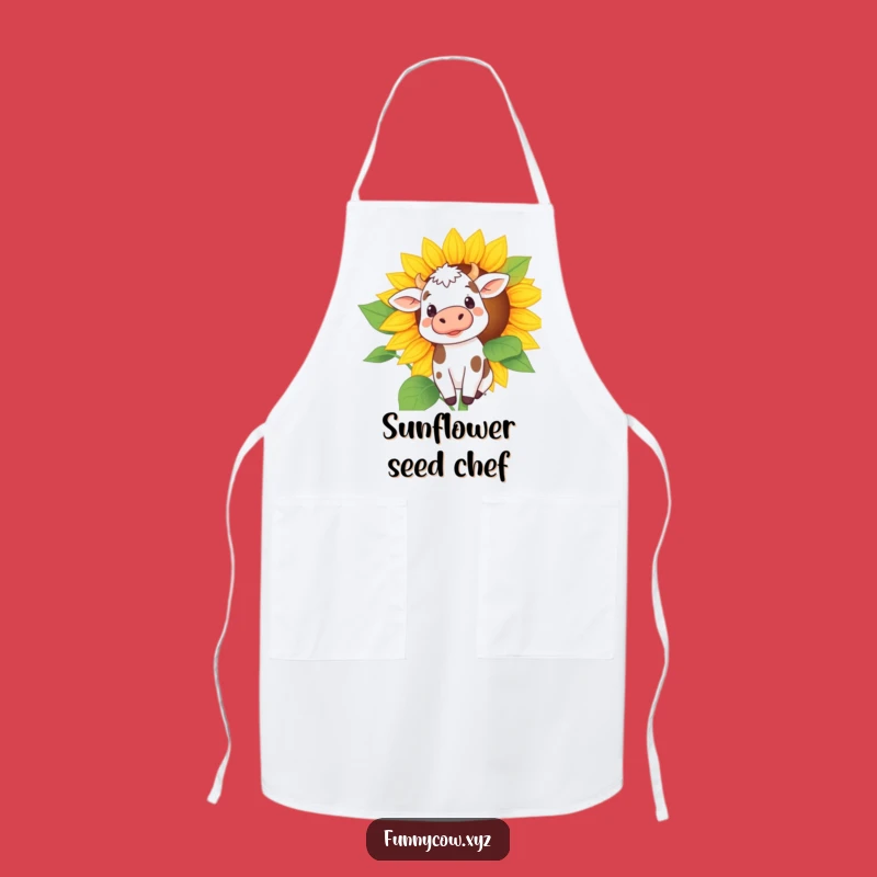 Funny Curious Cow Sunflower Apron - Cook with a Wink!