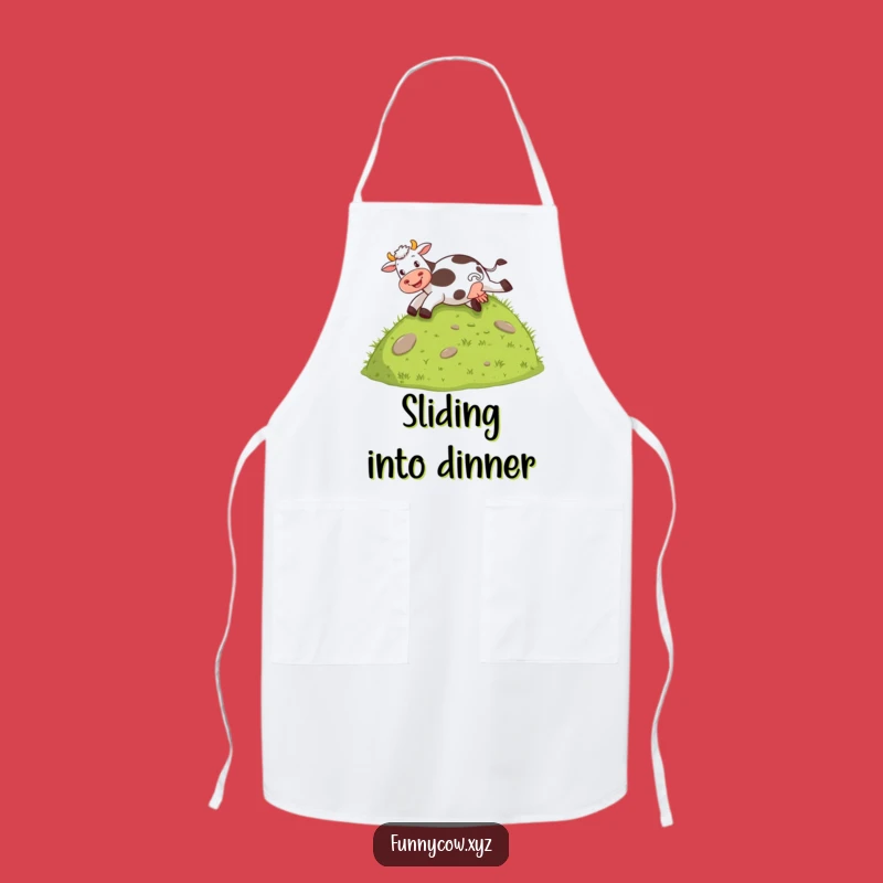 Farm Cow Slide Funny Apron - Hilarious Kitchen Action Gift