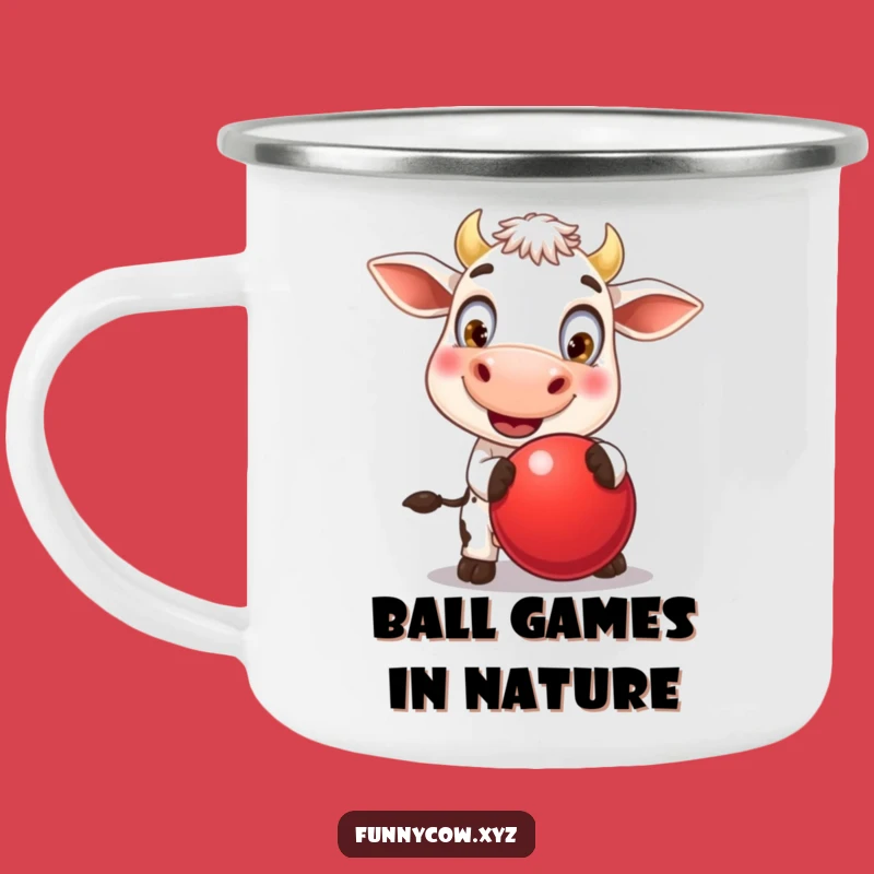 Funny Cow Bouncing Ball Camping Mug - Sip and Smile Outdoors!