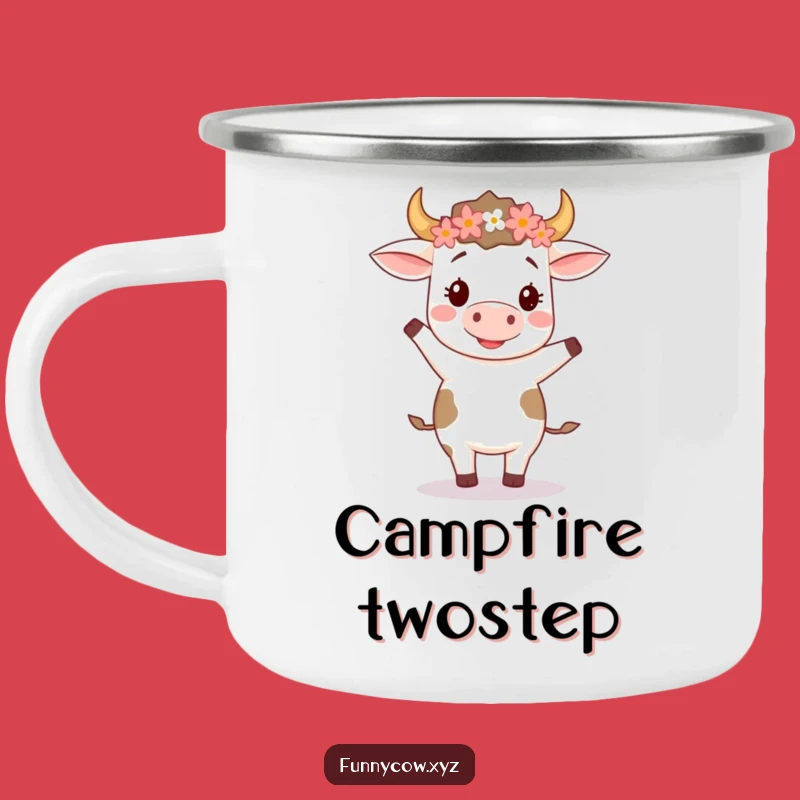 Funny Dancing Cow Flower Crown Camping Mug - Dance Outdoors!