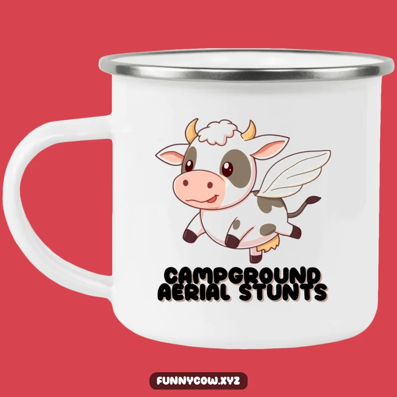 Ambitious Cow Funny Camping Mug - Comical Flight Adventure Gift