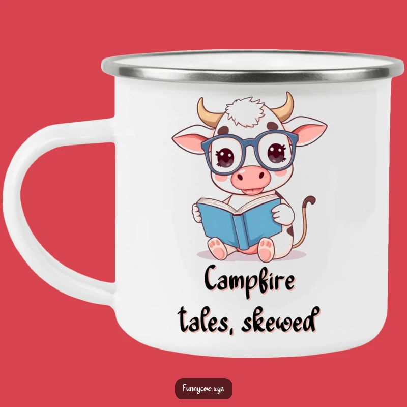 Funny Bookworm Cow Camping Mug: Outdoor Study Humor, Perfect Funny Gift