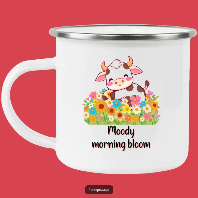 Funny Cow Flower Roll Camping Mug - Durable & Hilarious Outdoor Companion