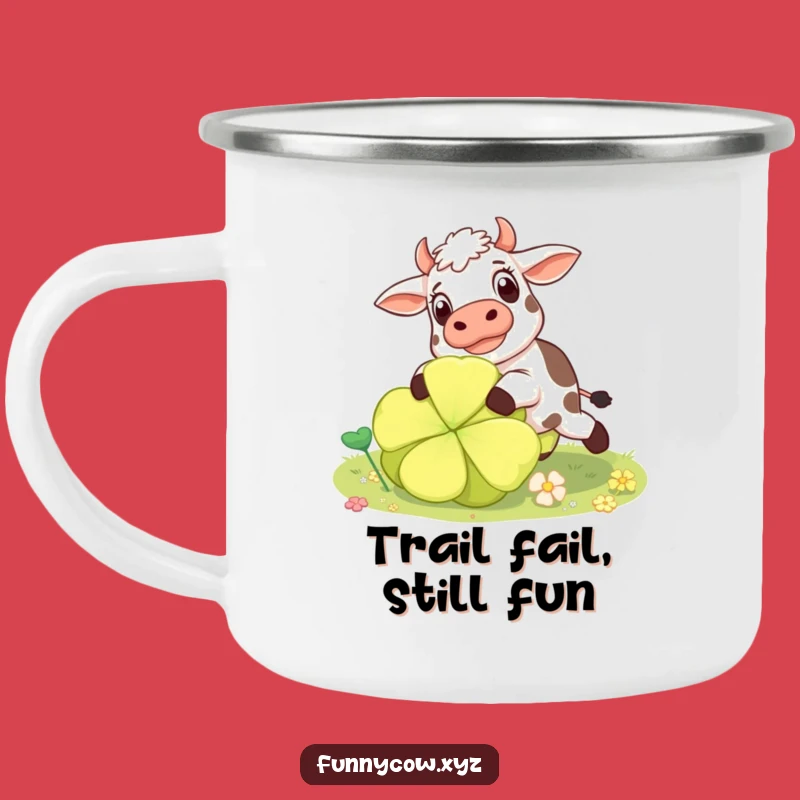 Funny Surprised Cow Camping Mug: Outdoor Mishap Humor, Perfect Funny Gift