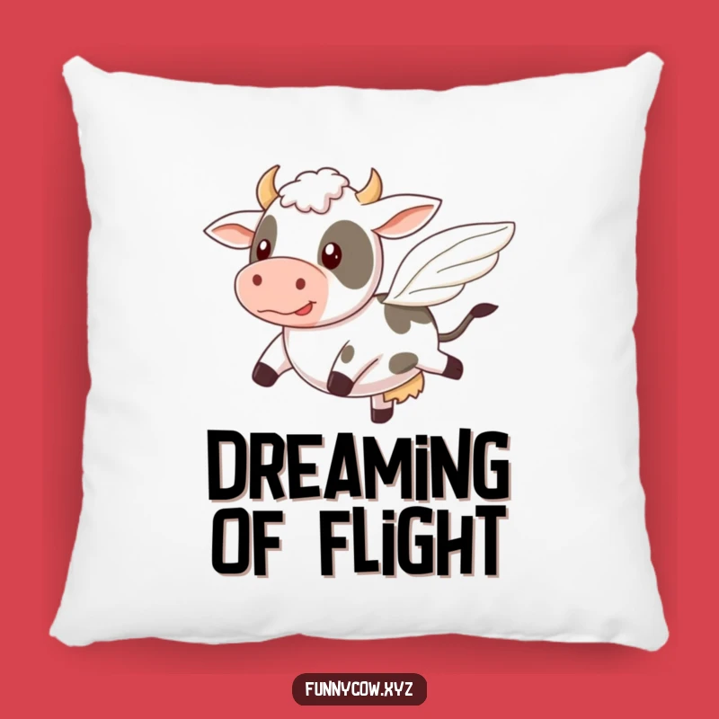 Ambitious Cow Funny Pillow - Comical Wings Cozy Accent Gift