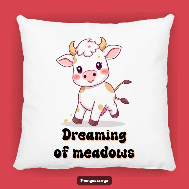 Funny Kawaii Cow Prancing Pillow: Soft Floral Companion, Perfect Funny Gift