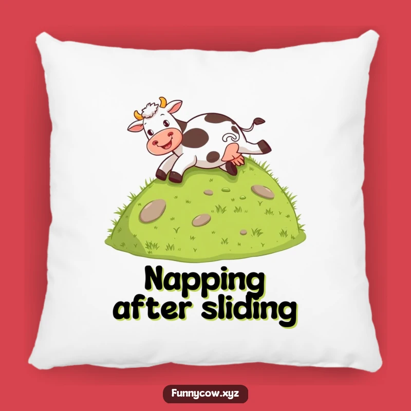 Goofy Cow Slide Funny Pillow - Cozy Farm Animal Accent Gift