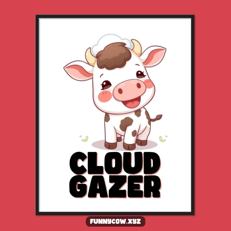 Funny Mooing Cow Cloud Digital Art: Whimsical Wall Decor