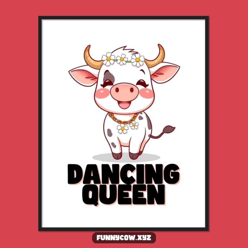 Funny Cow Daisy Chain Digital Art: Hilarious Spinning Cow Wall Decor