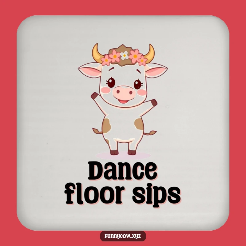 Funny Dancing Cow Flower Crown Coaster - Protect Surfaces with Style!