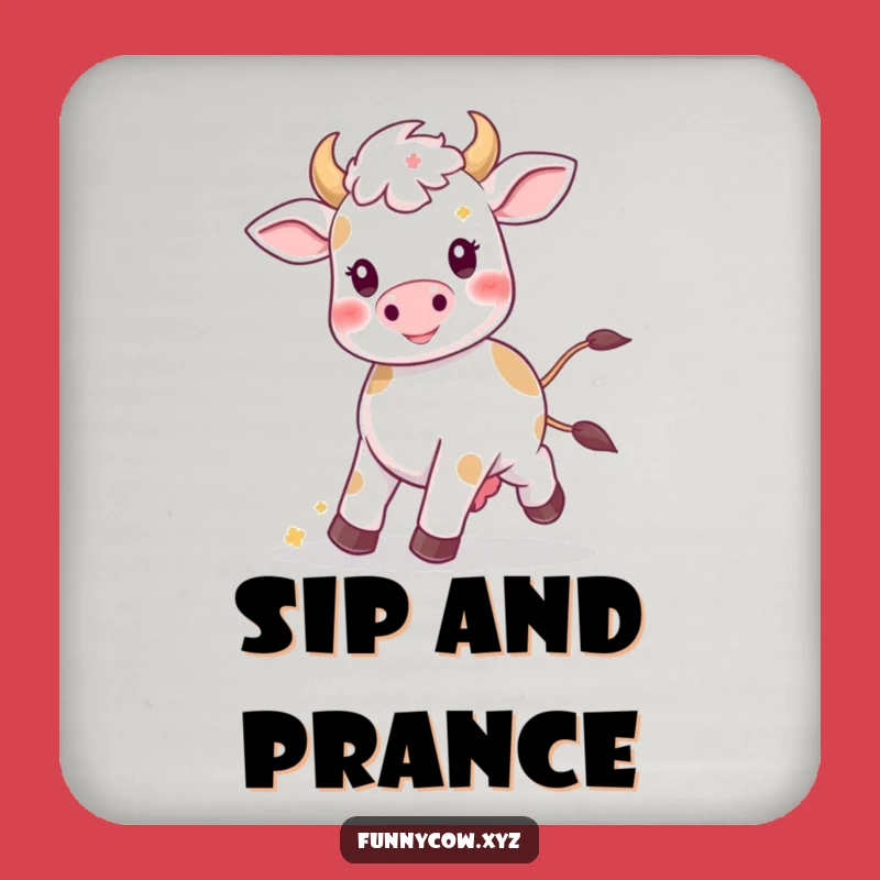 Funny Kawaii Cow Prancing Coaster: Protect Surfaces with Fun, Great Funny Gift