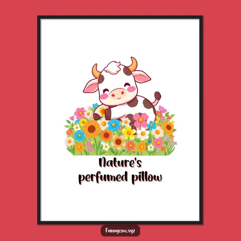Funny Cow Flower Roll Poster - Delightful Wall Art for a Cheerful Home