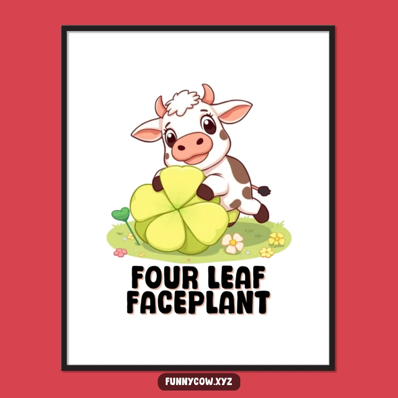 Funny Surprised Cow Poster: Clover Chaos Art, Great Funny Gift