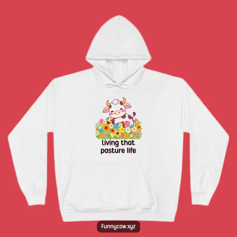 Cozy Funny Cow Flower Roll Hoodie - Warm & Hilarious Gift for All