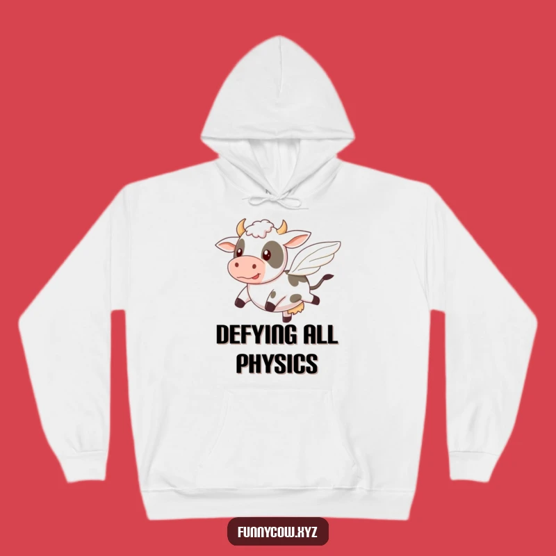 Ambitious Cow Funny Hoodie - Comical Wings Warm Comfort Gift