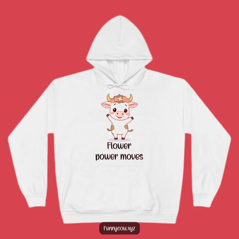 Funny Dancing Cow Flower Crown Hoodie - Cozy Grooves Gift!