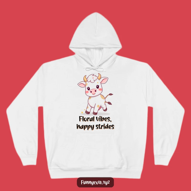 Funny Kawaii Cow Prancing Hoodie: Cozy Floral Cow, Best Funny Gift