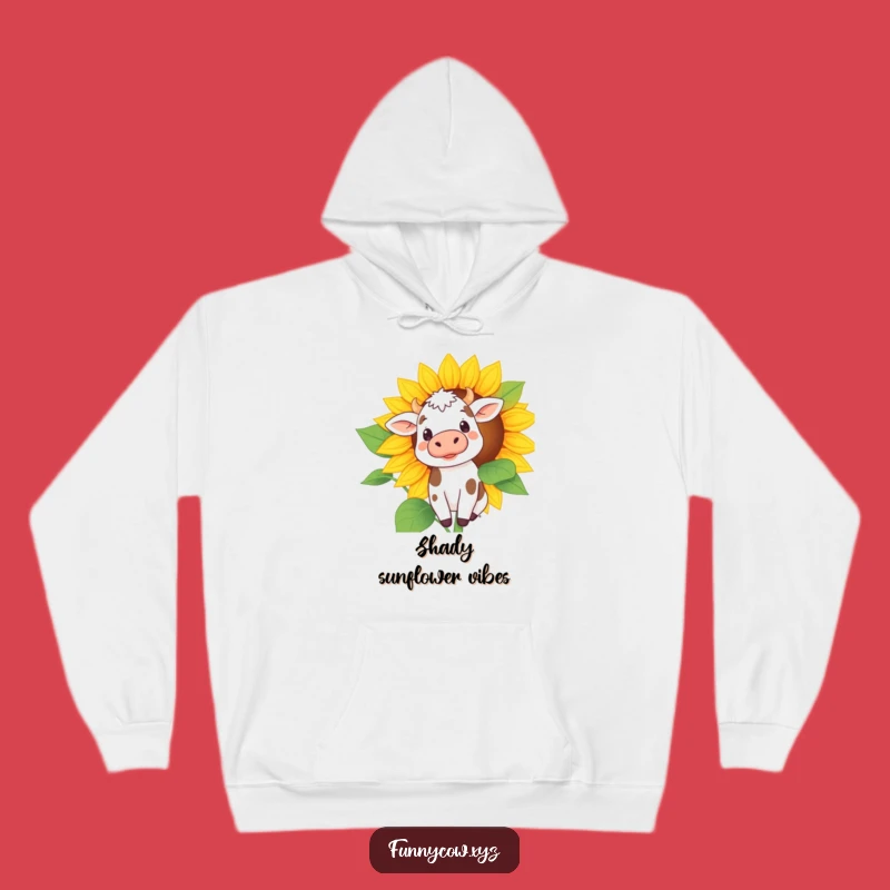 Funny Curious Cow Sunflower Hoodie - Cozy Hideaway Humor Gift!