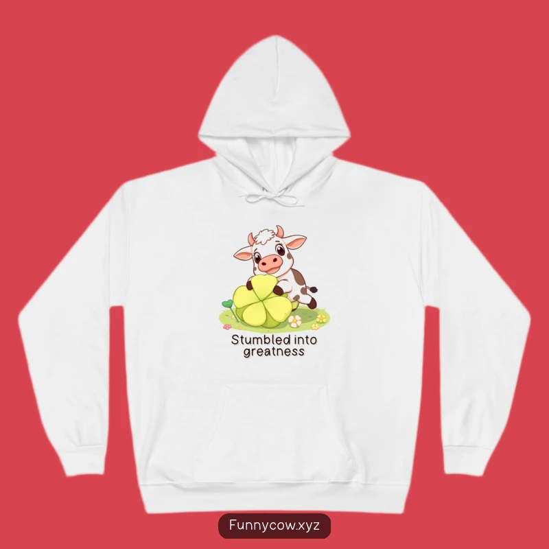 Funny Surprised Cow Hoodie: Cozy Clover Disaster, Best Funny Gift