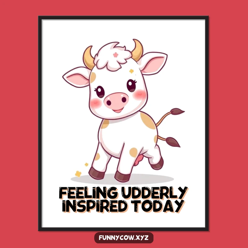 Free Printable Cow Wall Art: Kawaii Prancing Bovine Downloadable Art