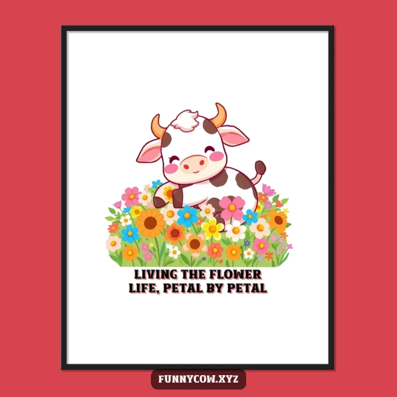 Free Printable Wall Art: Hilarious Cow in Flowers, Fun Downloadable Decor