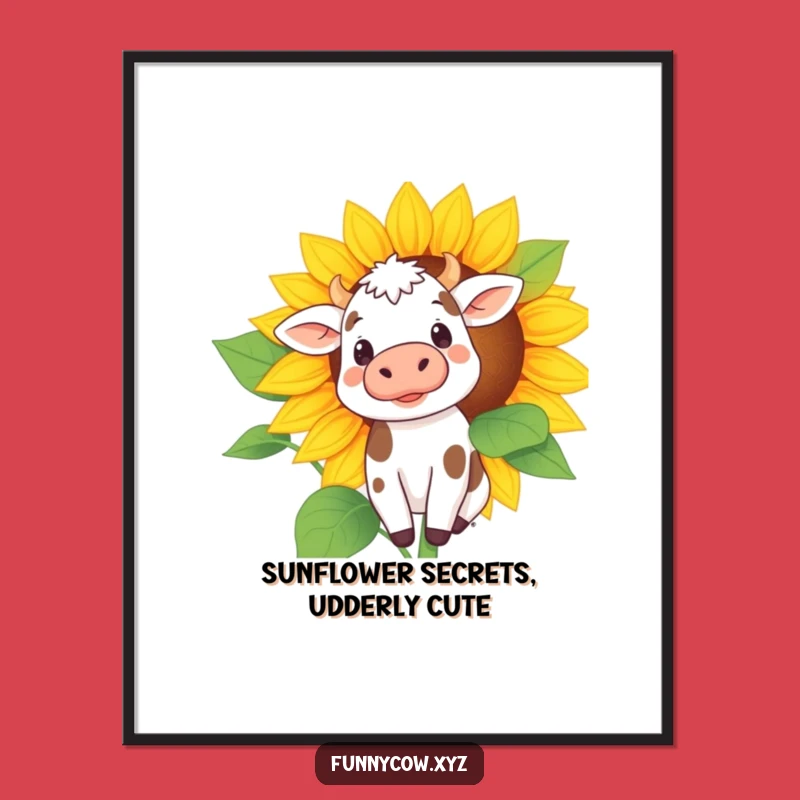 Free Printable Wall Art: Curious Cow & Sunflower, Downloadable Whimsy!