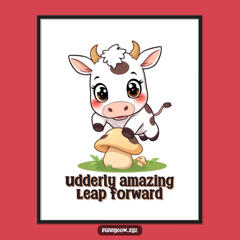 Free Printable Wall Art: Leaping Cow Funny Downloadable Art Gift