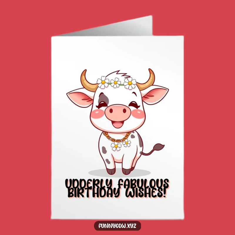 Free Printable Birthday Card: Funny Spinning Cow Daisy Chain, Hilarious Downloadable Gift