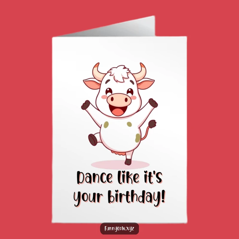 Free Printable Cow Birthday Card: Happy Dancing Cow Downloadable Gift