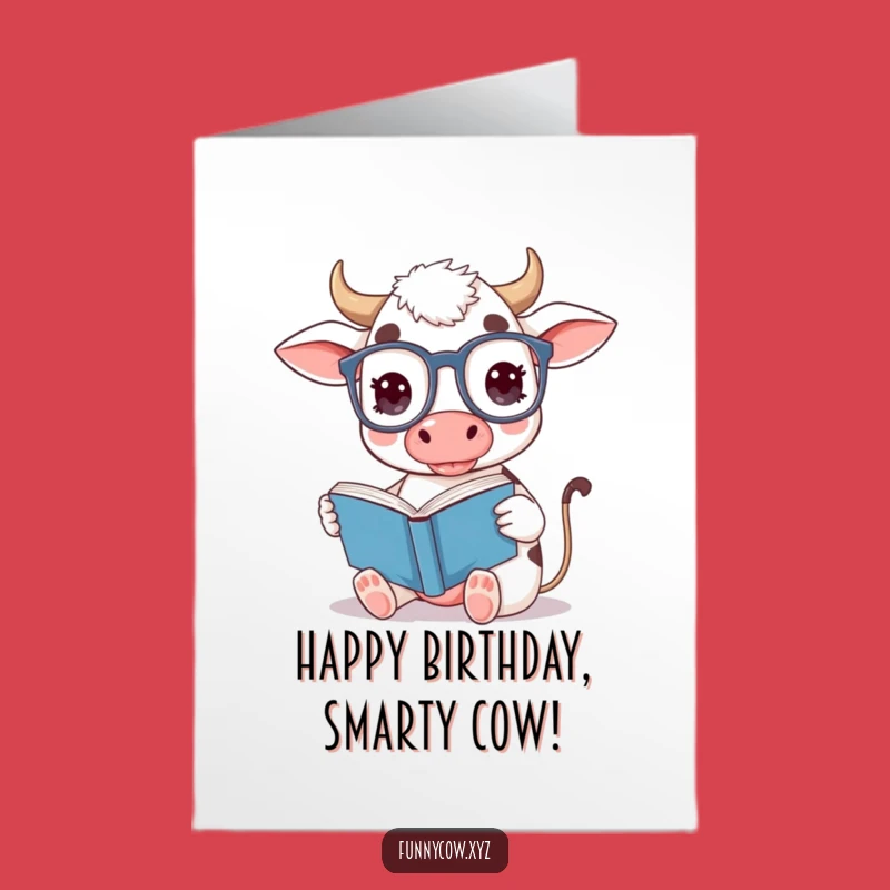 Free Printable Cow Birthday Card: Funny Bookish Cow Downloadable Gift