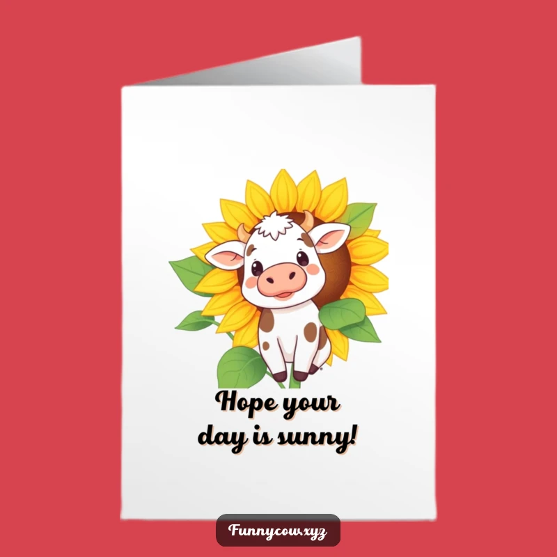 Free Printable Birthday Card: Curious Cow & Sunflower, Downloadable Funny Gift!