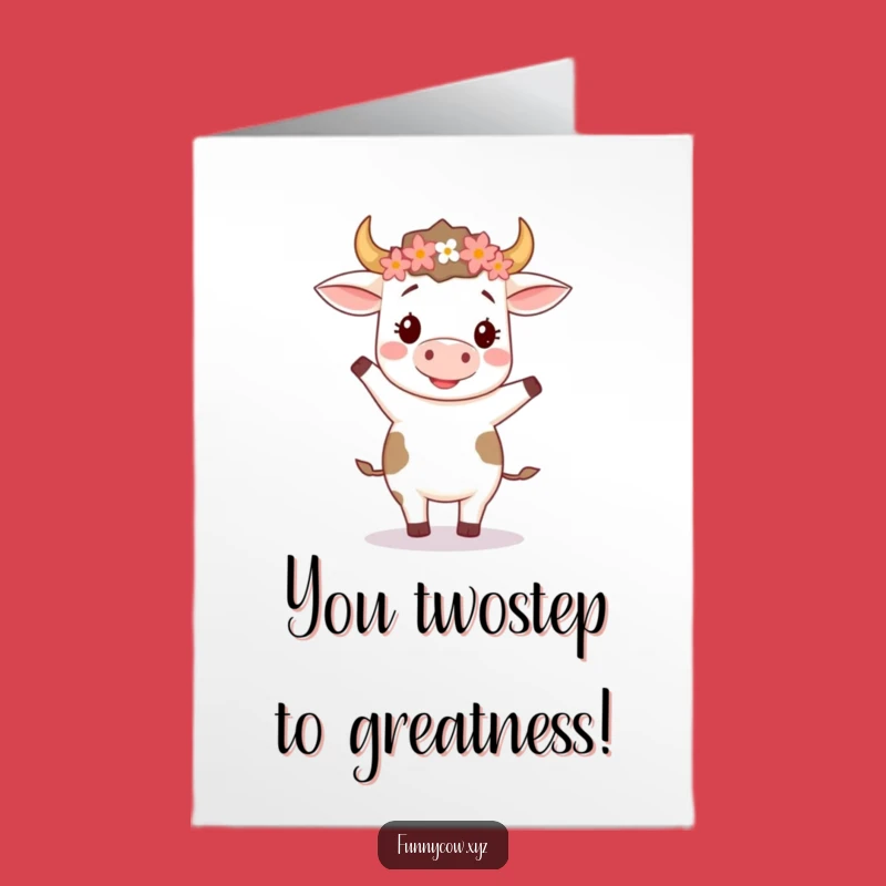 Free Printable Congrats Card: Dancing Cow Party, Downloadable Joy!