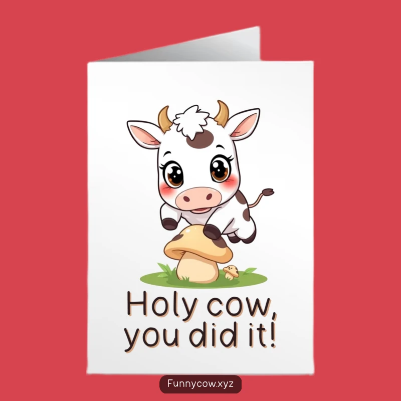Free Printable Congrats Card: Leaping Cow Funny Downloadable Gift