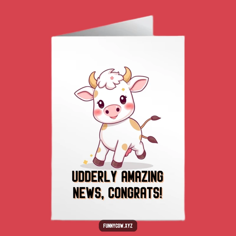 Free Printable Cow Congratulations Card: Joyful Prancing Bovine Downloadable Gift