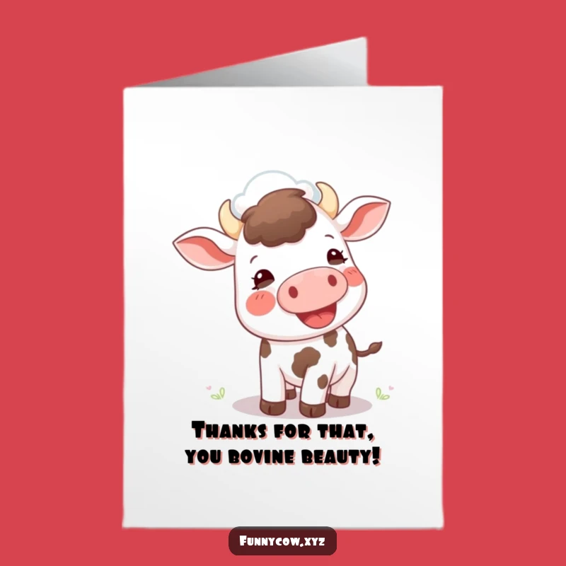 Free Printable Thank You Card: Adorable Mooing Cow, Heartfelt Downloadable Gift