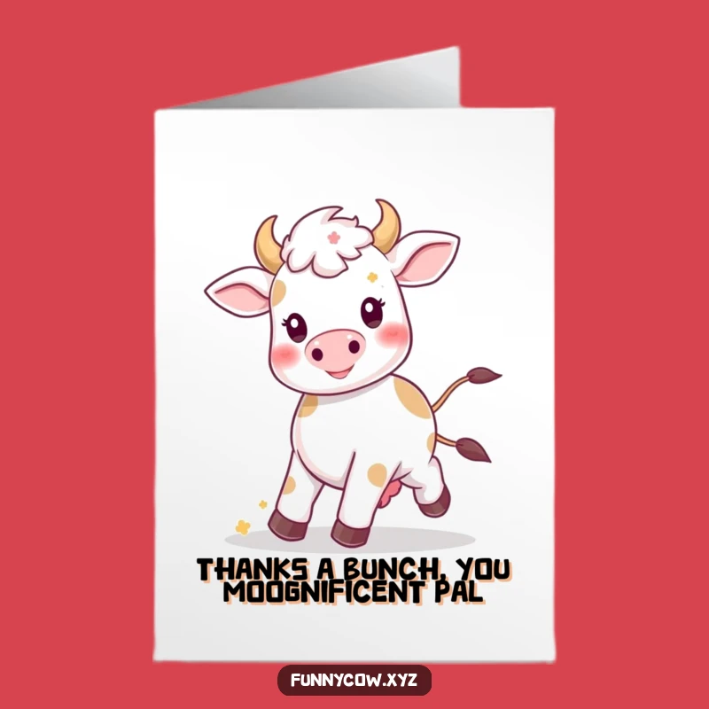 Free Printable Thank You Card: Adorable Prancing Cow Downloadable Gift