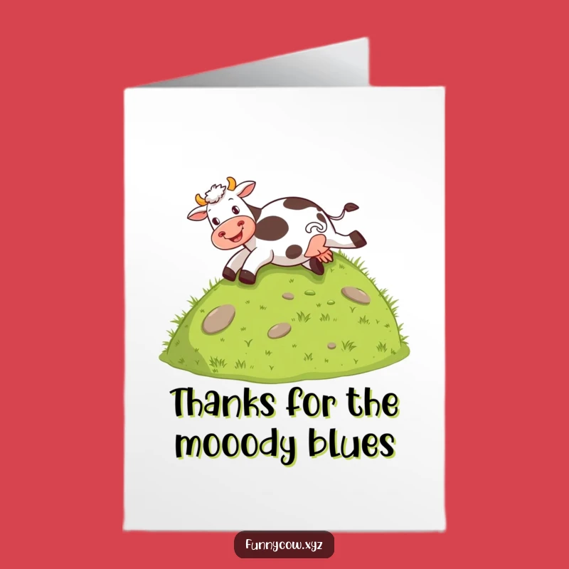 Free Printable Thank You Card: Cow Sliding Hill Humorous Downloadable