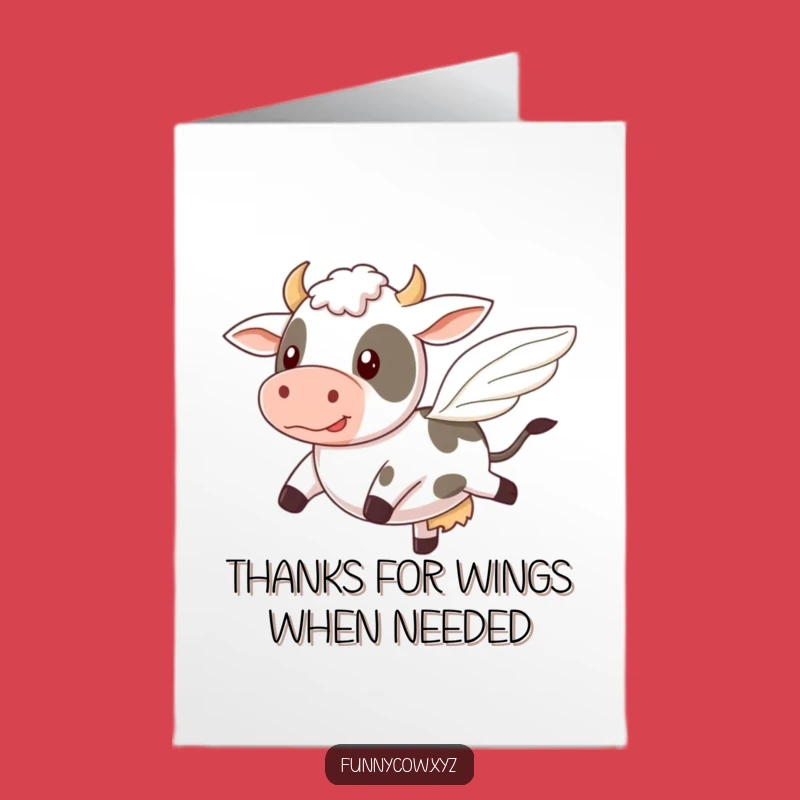 Free Printable Thank You Card: Flying Cow Humorous Downloadable