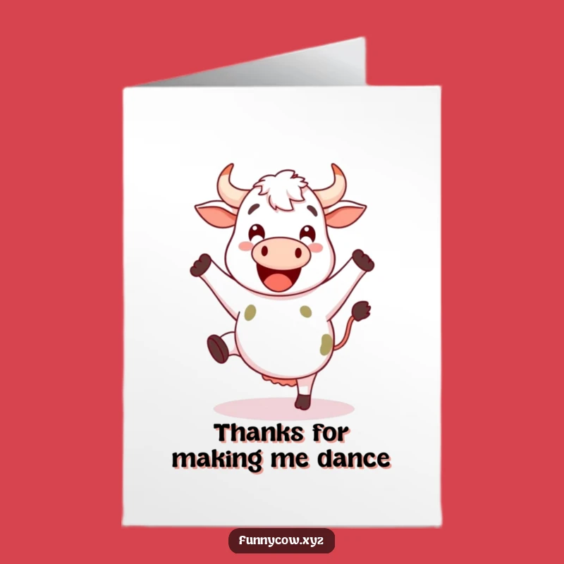 Free Printable Thank You Card: Happy Dancing Cow Downloadable Gift