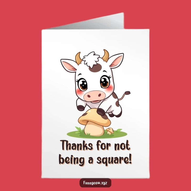 Free Printable Thank You Card: Leaping Cow Funny Downloadable Gift