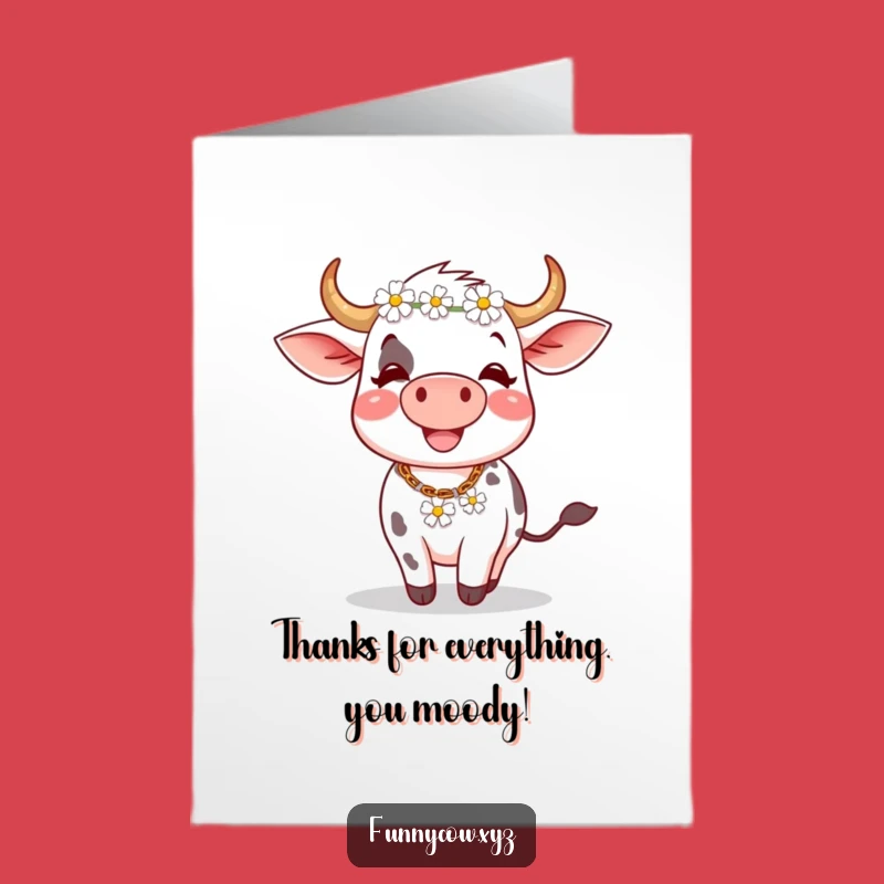 Free Printable Thank You Card: Adorable Spinning Cow Daisy Chain, Heartfelt Downloadable Art