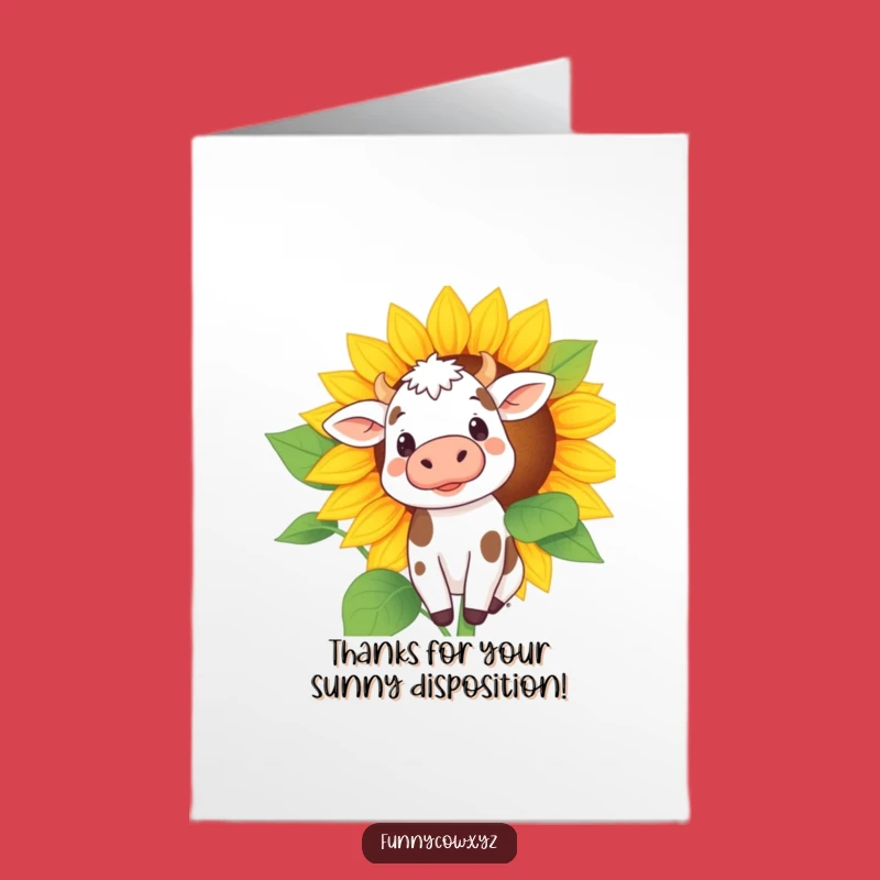 Free Printable Thank You Card: Shy Cow, Sunflower, Downloadable & Sweet!