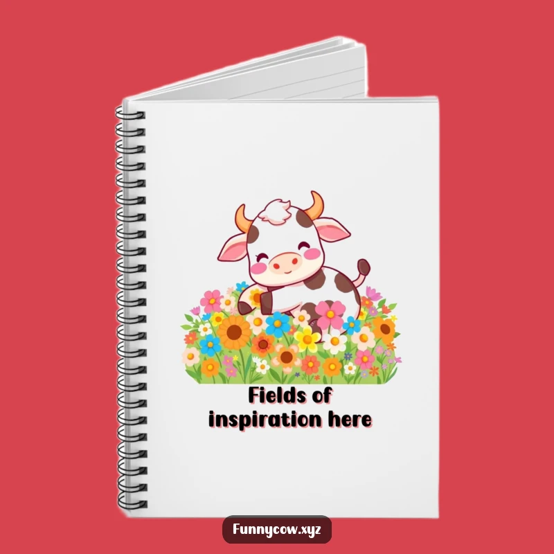 Funny Cow Flower Roll Notebook - Journal Your Joyful Thoughts