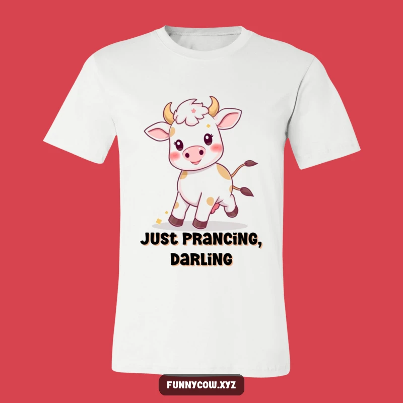 Funny Kawaii Cow Prancing T-Shirt: Happy Floral Cow, Ideal Funny Gift
