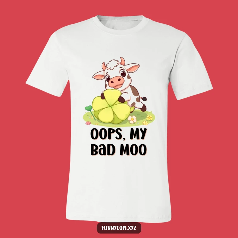 Funny Surprised Cow T-Shirt: Clover Catastrophe, Ideal Funny Gift