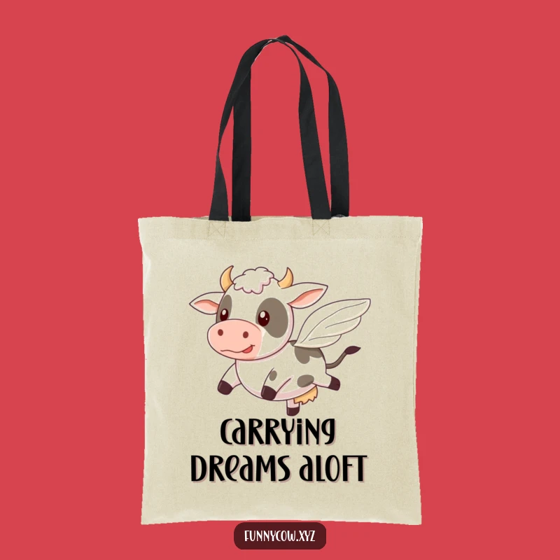 Comical Cow Flight Funny Tote Bag - Wobbly Wings Carryall Gift