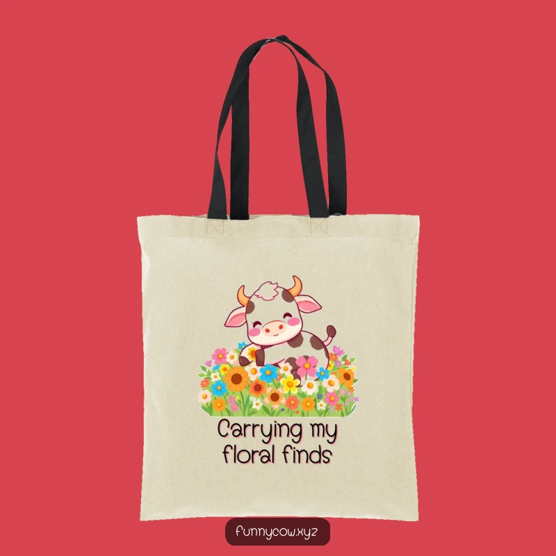 Funny Cow Flower Roll Tote Bag - Stylish & Hilarious Eco-Friendly Gift